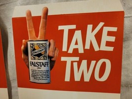 Pair Of Vintage Nos Falstaff Beer Signs &quot;Take 2&quot; 1960s Peace Sign Easel Back - £22.16 GBP