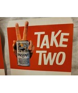 Pair of Vintage NOS FALSTAFF Beer Signs &quot;Take 2&quot; 1960s PEACE SIGN Easel ... - £21.75 GBP