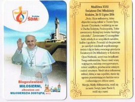 Pope Francis Holy Card Krakow Poland Youth 2016 - $4.94