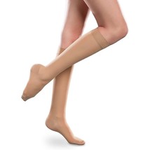 Sheer Ease Women&#39;s Knee Highs, Long, Closed Toe, (Size: M) 20-30mmHg Sand by The - $33.95