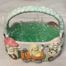 Vtg 1995 ABC Distributing Porcelain Bisque Easter Basket Bunnies Trains - $17.81