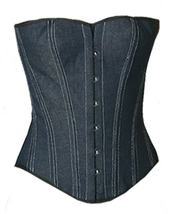 Overbust full steel jeans bone spiral victorian Bustier Gothic Blue - £35.21 GBP+