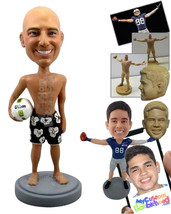 Personalized Bobblehead Strong Male Beach Volleyball Player Wearing Shorts With  - £67.70 GBP