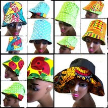 African Fabric Ankara Kente Reversible Medium &amp; Large Sz Bucket Umbrella... - $19.00+