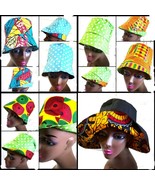 African Fabric Ankara Kente Reversible Medium &amp; Large Sz Bucket Umbrella... - $351.27 MXN+