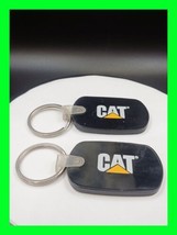 2x Caterpillar CAT Equipment Black Soft Vinyl Keychain Key Ring Fob - £19.43 GBP