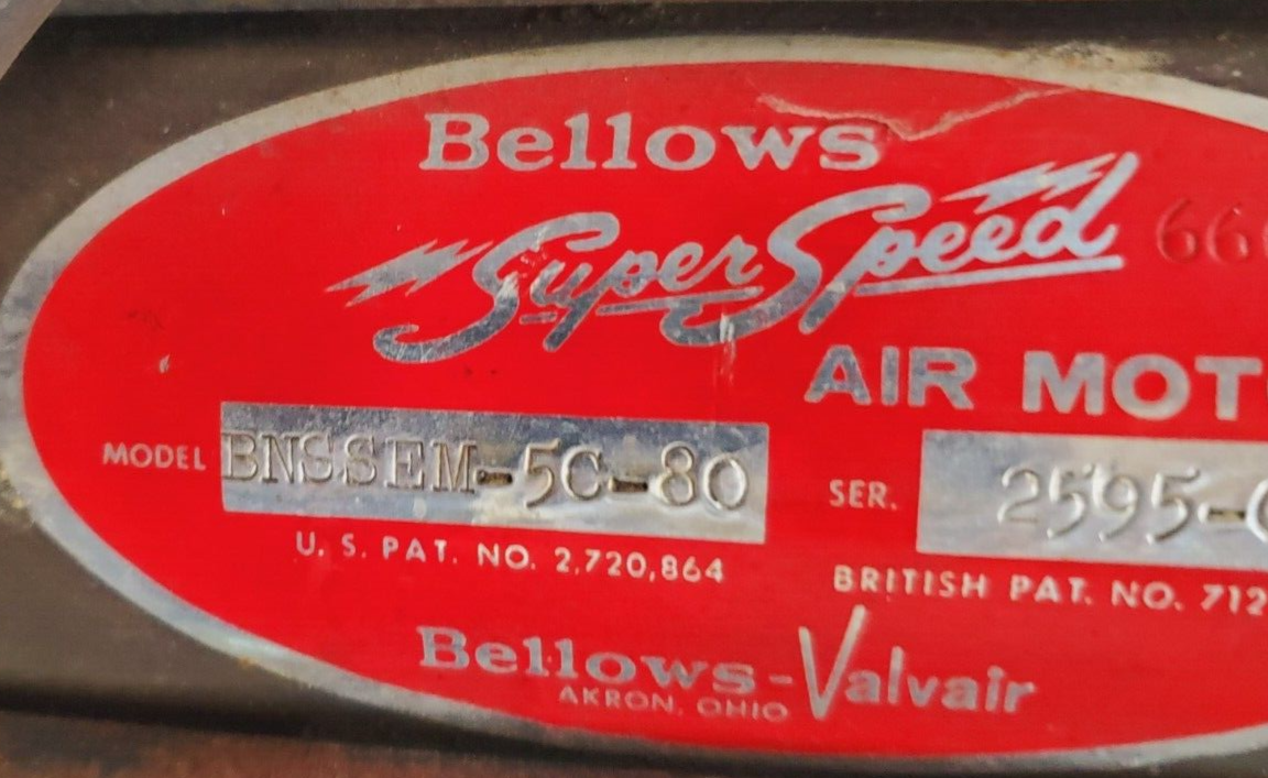 Bellows Super Speed Valvair Air Motor D900 BNSSEM-5C-80 | 2595-C 712,832 | A799 Item image 2