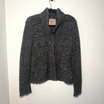 Culture Calvari Knit Cardigan Beaded Shoulder Detail Military Zippers S - $21.13
