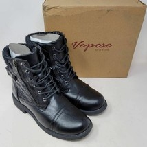 Vepose Womens Biker Boots Size 7 M Combat Boot Knit Collar Zipper Quilted - £28.14 GBP