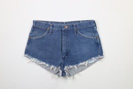 Vintage 90s Wrangler Womens 32 Distressed Custom Cut Off Denim Jean Shorts USA - £35.00 GBP