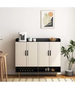 Black Slim Shoe Cabinet Organizer: Modern 4-Door Storage for Entryway - $5,056.70 MXN