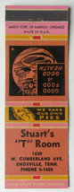 Stuart&#39;s &quot;T&quot; Room - Knoxville, Tennessee Restaurant 20 Strike Matchbook Cover TN - £1.62 GBP