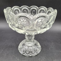 Vintage L.E. Smith Glass Moon And Stars Clear Glass Footed Pedestal Compote Dish - £15.63 GBP