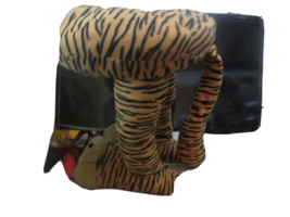 Vintage Youth TIGER Print Cloth Wood Stool with Tail and Feet 15&quot; tall - £73.51 GBP