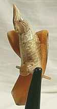 Folk Art Hand Crafted Cockatiel Bird Animal Figurine Made of Cow Horn 12... - £54.57 GBP