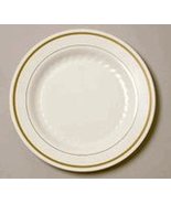 Masterpiece Ivory w/ Gold 10&quot; Plastic Party Plate LOOKS LIKE CHINA - $12.34