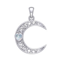Jewelry Trends Crescent Moon Celtic Knot Rainbow Moonstone Heart Sterling Silver - £98.91 GBP