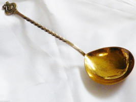 Antique Large 916 Sterling Silver Gold Plated Russian Serving Spoon Twis... - £140.79 GBP