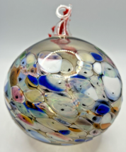 Vintage  Art Glass Swirl Blue Pink Orange White Ornament U257/7LargeSwirl - $39.99