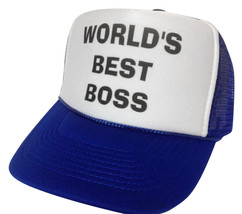 World&#39;s Best Boss Trucker Hat mesh hat snapback hat Royal Blue New adjustable - $17.59