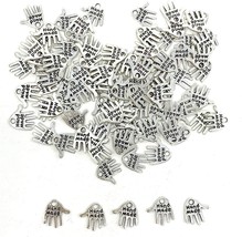 100PCS Hand Shaped Charms Hand Made Tag Signs Charms Carved Silver Tone for Fash - £15.84 GBP