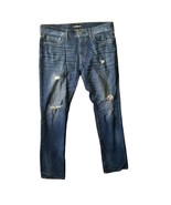 Express Jeans 34x32  Destressed Slim Original Denim Blue Jean Pants Dark... - £19.64 GBP