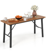Folding Picnic Table Acacia Wood Dining Table with Metal Frame for Indoo... - €183,37 EUR