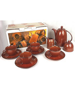 NEW Gourmet Expressions 13 PC STONEWARE TEA SET - Sienna Copper Colored ... - £31.61 GBP