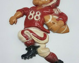 1976 Homco Metal Wall Plaques Football Player # 88 7&quot;W x 8&quot; Tall Red Jersey - $9.76