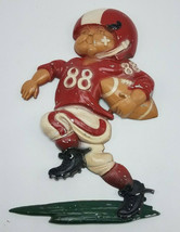 1976 Homco Metal Wall Plaques Football Player # 88 7"W x 8" Tall Red Jersey - $9.76