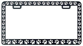 Black Paw Prints Critter Dog Pet Cat License Plate Frame - £5.57 GBP