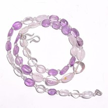 Natural Crystal Amethyst Gemstone Smooth Beads Necklace 17&quot; UB-2637 - £7.87 GBP
