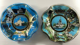 Vintage Walt Disney World Disneyland Fluted Glass Souvenir Plate Candy Dishes - $34.64