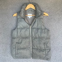 Old Navy Puffer Vest Womens M Gray Quilted Fleece Lined Full Zip Pocket ... - £12.46 GBP