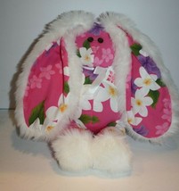 Hawaiian Pink Floral Bunny Rabbit 15&quot; Floral Teddy Bear Long Ear Made Hawaii New - £37.06 GBP