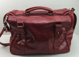 Vintage 90s Bath &amp; Body Works Red Faux Alligator Leather Tote Travel Luggage Bag - £78.55 GBP