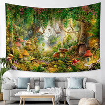 Fantasy Forest Tapestry Magical Mushroom Enchanted Tapestry Fairytale Wonderland - £33.83 GBP