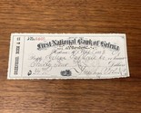 1889 First National Bank Of Helena Check #6465 Greenhood, Bohm, &amp; Co KG JD - $11.88