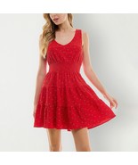 City Triangle Sleeveless Fit + Flare Dress Red Women&#39;s JR Sz L NWT MSRP$59 - $26.20