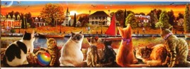 Educa Cats on the Quay 1000 pc Panorama Jigsaw Puzzle Marina Dock  - $19.79