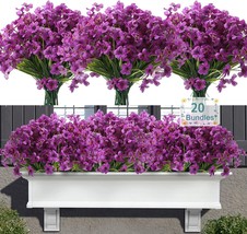 Satefello&#39;S 20 Bundles Of Fake Mums Outdoor Plants With Fake Flowers For Outside - £26.69 GBP