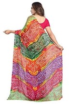 Women&#39;s Chiffon Pachranga Bandhej Saree Without Blouse Piece Sari - £14.87 GBP