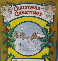Santa Claus Christmas Postcard 2 Faces Scroll Design Signed G and B Vintage - £12.63 GBP