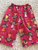 Carters Girls Pink Brown Monkeys Banana Ruffle Bottom Pajama Pants 12 Mo... - $4.41
