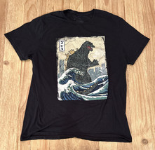 GODZILLA Great Wave Kanagawa T-Shirt LARGE Black - £30.66 GBP