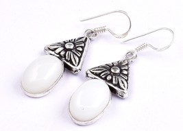 925 Sterling Silver Moonstone Gemstone Handmade Dangle Drop Earrings women Gift - £39.75 GBP+