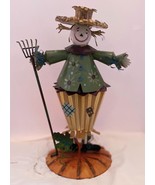 Vintage Metal Farmhouse Scarecrow Halloween Thanksgiving 13&quot; Tall Unmarked - $34.70 CAD