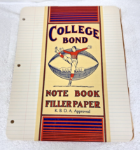 1940s Never Used College Bond Notebook Filler Paper Football &amp; Football ... - $12.38
