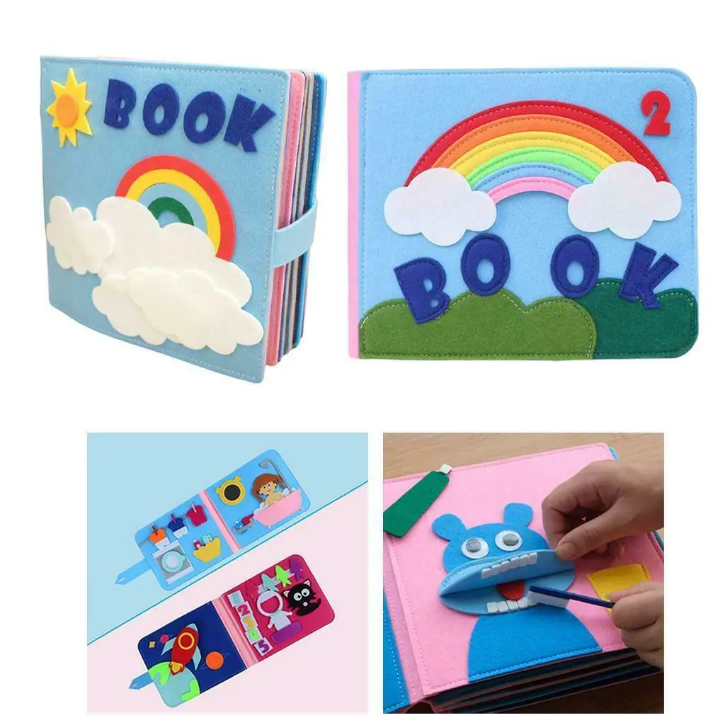 Kids Felts Quiet Book Sensory Toys Rainbow Book Montessori Baby Toy Activity - £9.57 GBP+