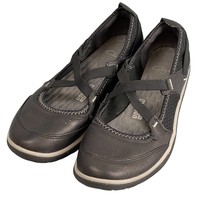 Clarks Shoes Women&#39;s 8.5 Black Soft Comfort Slip On Flats Elastic Straps... - £24.64 GBP